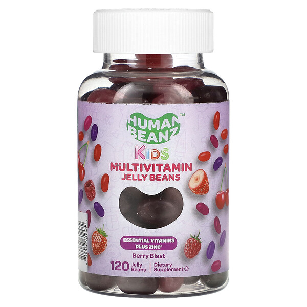 Kids, Мультивитаминные жевательные конфеты, Berry Blast, 120 жевательных конфет Human Beanz