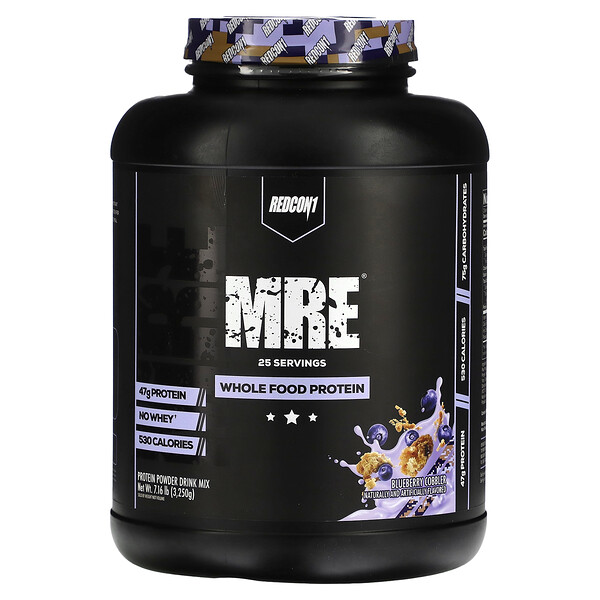 MRE, Цельнопищевой белок, черничный сапожник, 7,16 фунта (3250 г) Redcon1