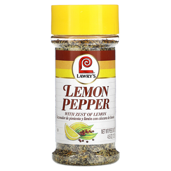 Lemon Pepper With Zest of Lemon, 4.5 oz (127 g) Lawry's