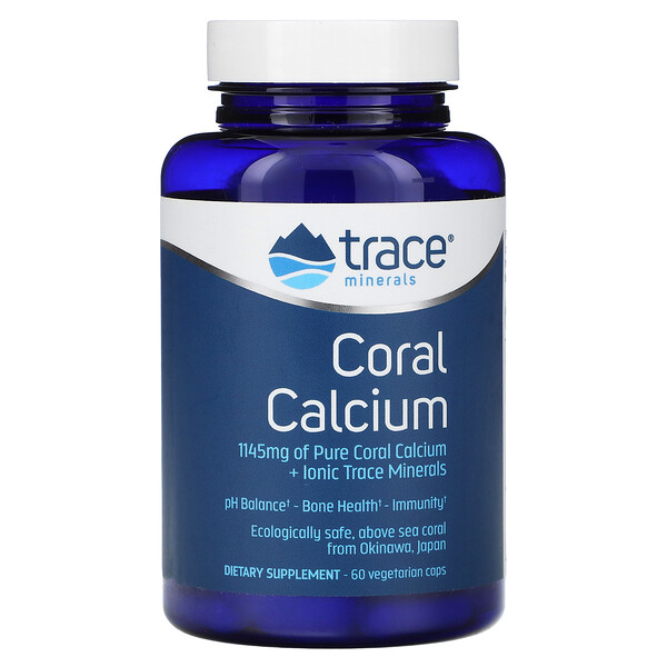 Коралловый кальций + культовые микроэлементы, 60 вегетарианских капсул Trace Minerals Research