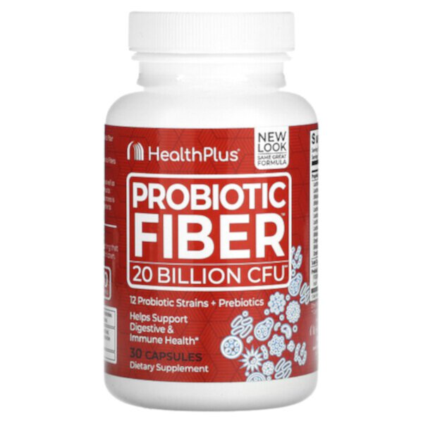Пробиотическая клетчатка, 20 миллиардов КОЕ, 30 капсул Health Plus