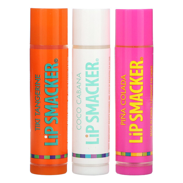 Бальзам для губ, тропический вкус, 3 упаковки, 0,42 унции (12 г) Lip Smacker