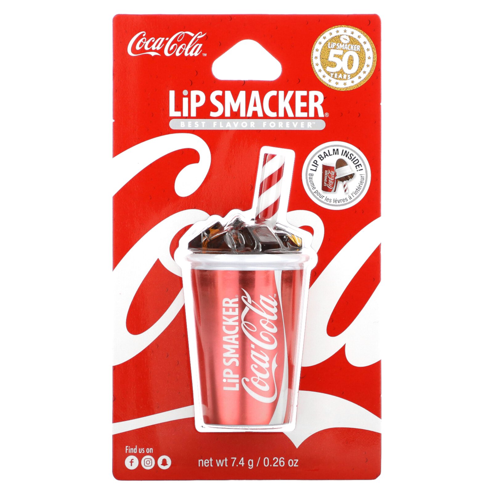 Coca-Cola, Бальзам для губ, стакан кока-колы, 0,26 унции (7,4 г) Lip Smacker