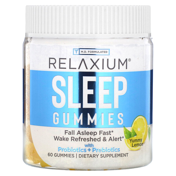 Жевательные конфеты для сна с пробиотиками и пребиотиками, вкусный лимон, 60 жевательных конфет Relaxium