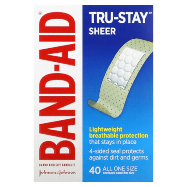 Лейкопластыри Tru-Stay, прозрачные, 40 шт. Band Aid