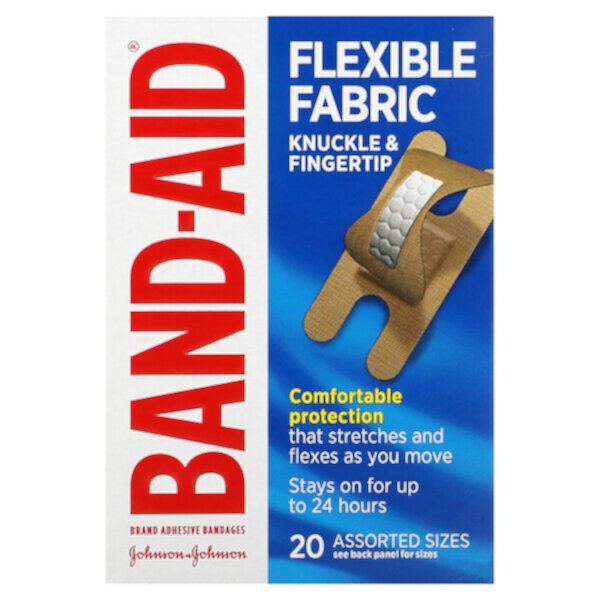 Лейкопластыри, гибкая ткань, 20 разных размеров Band Aid