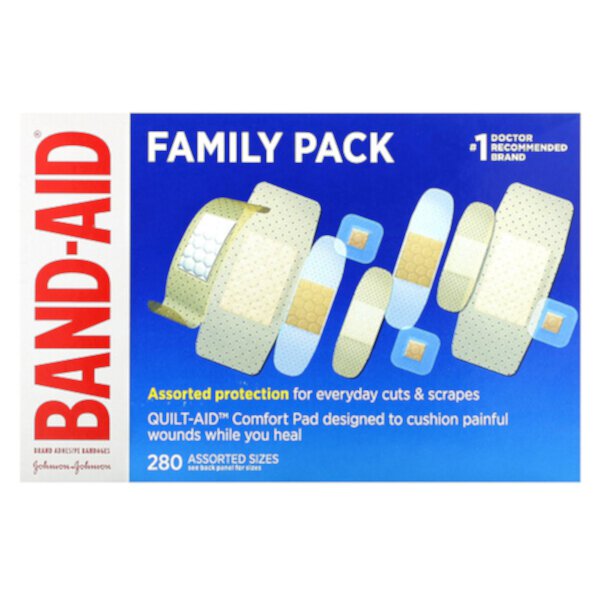 Лейкопластыри, семейная упаковка, 280 разных размеров Band Aid