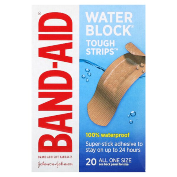 Клейкие бинты, водяной блок, жесткие полоски, 20 бинтов Band Aid
