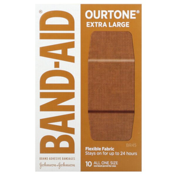 Лейкопластыри, Ourtone, гибкая ткань, очень большие, BR45, 10 бинтов Band Aid