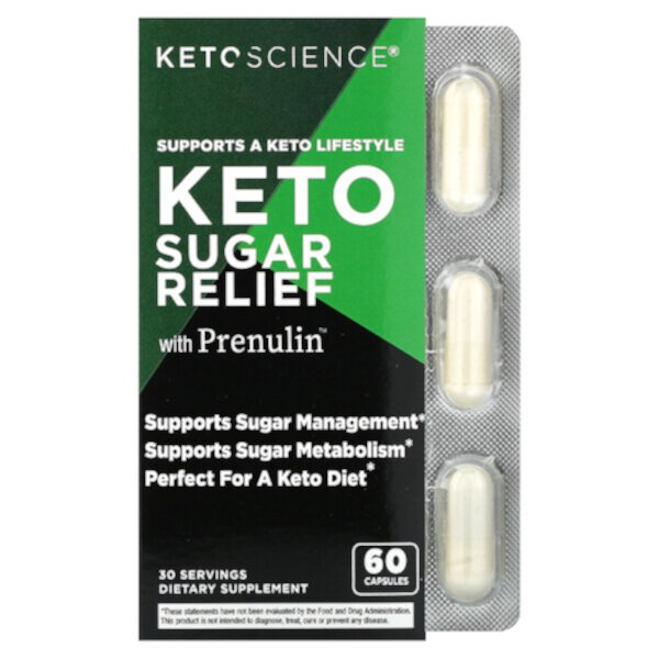 Keto Sugar Relief с пренулином, 60 капсул Keto Science