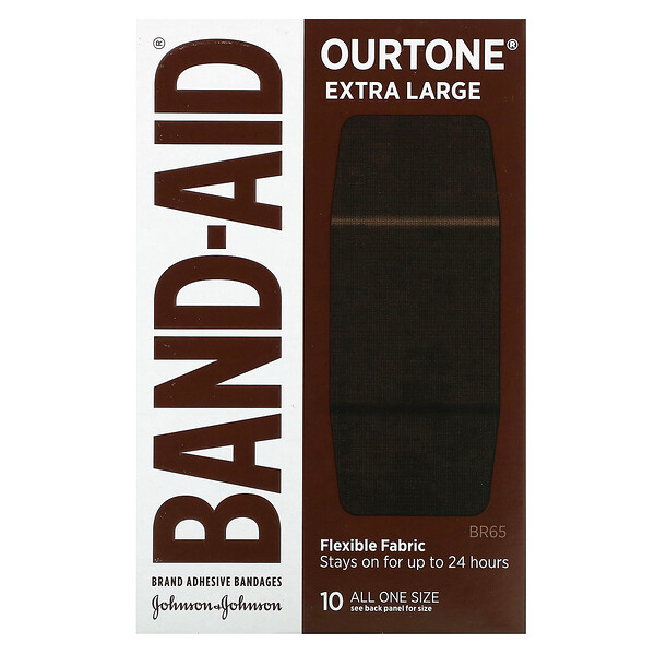 Лейкопластыри, Ourtone, гибкая ткань, очень большие, BR65, 10 бинтов Band Aid