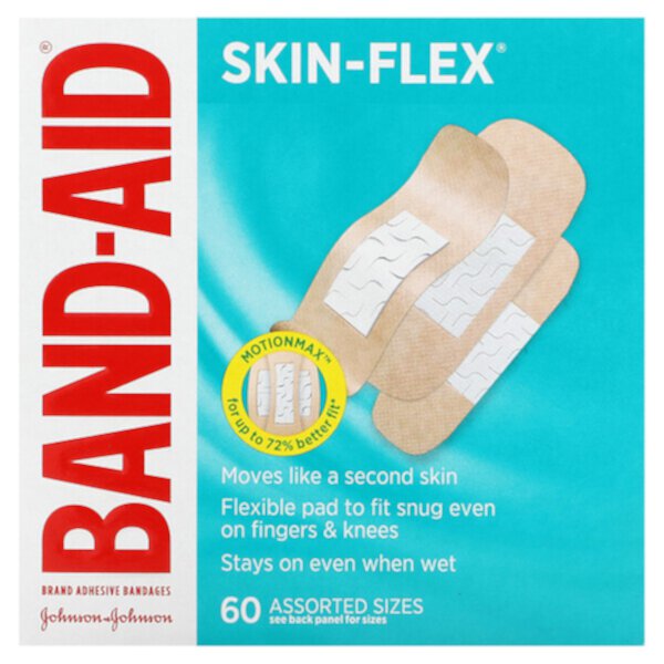 Лейкопластыри Skin-Flex, 60 разных размеров Band Aid