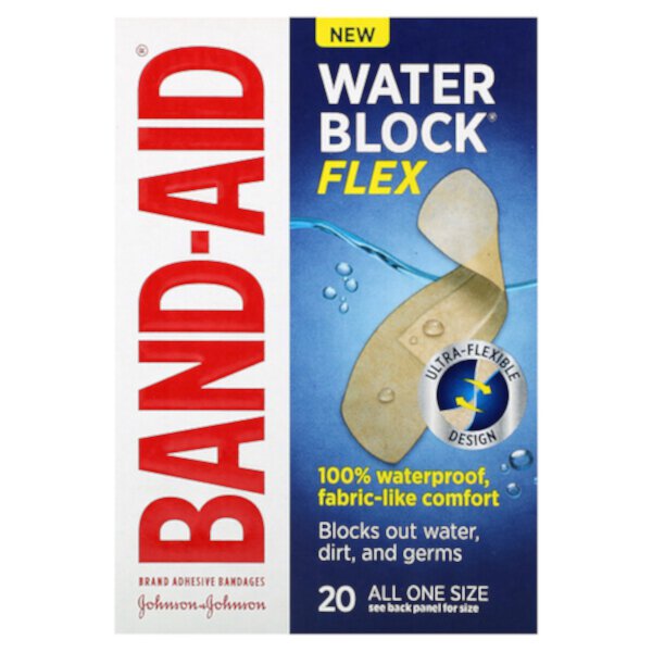 Адгезивные бинты, водяной блок, гибкие, 20 шт. Band Aid