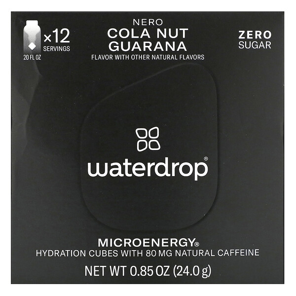 Microenergy, Nero, гуарана с орехами колы, 12 кубиков, 0,85 унции (24 г) Waterdrop