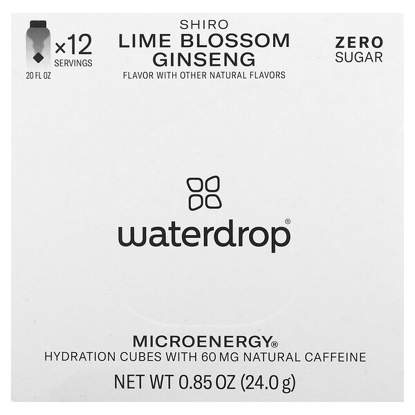 Shiro MicroEnergy Hydration Cubes, липовый цвет женьшеня, 12 кубиков, 0,85 унции (24 г) Waterdrop