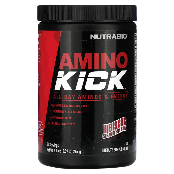 Amino Kick, Hibiscus Strawberry Buzz, 0,59 фунта (269 г) NutraBio