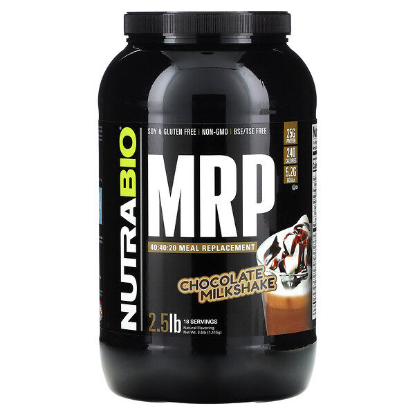 MRP 40:40:20 Meal Replacement, Chocolate Milkshake, 2.5 lb (Фунты) (1,115 g) NutraBio