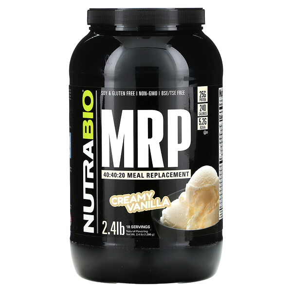 MRP 40:40:20 Meal Replacement, Creamy Vanilla, 2.4 lb (Фунты) (1,096 g) NutraBio