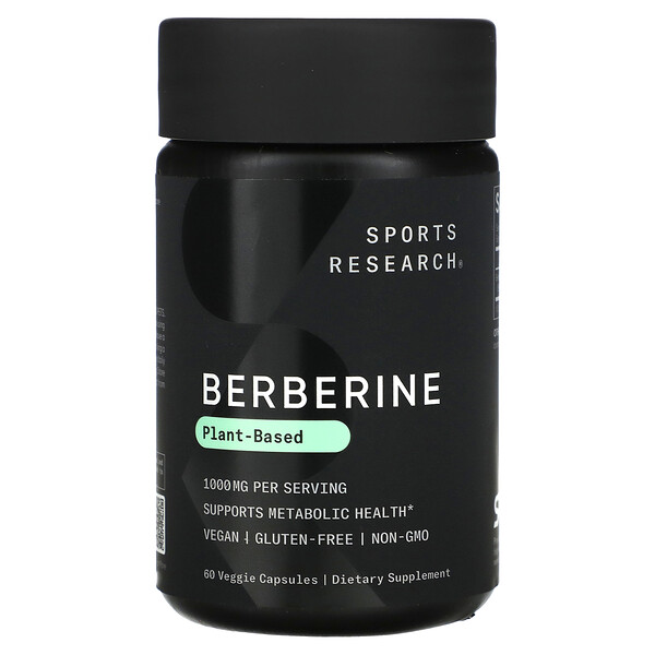 Berberine, 1,000 mg, 60 Veggie Capsules (500 mg per Capsule) Sports Research