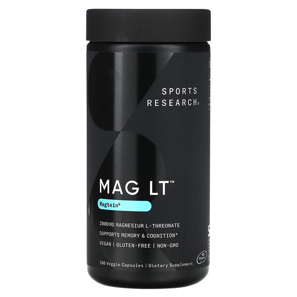 MAG LT, Magtein - 2000 мг - 180 растительных капсул - Sports Research Sports Research