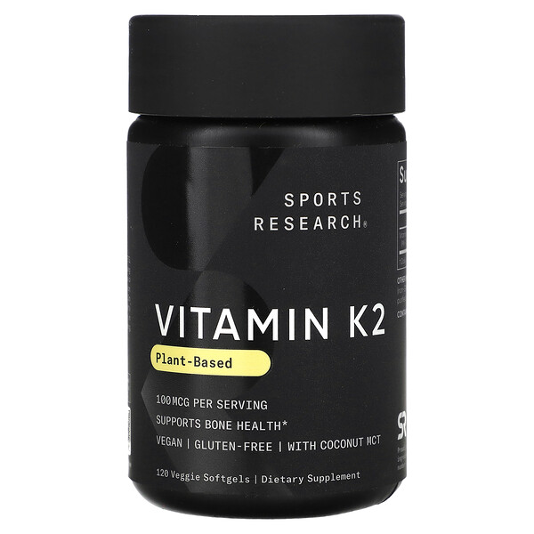 Витамин K2 - 100 мкг - 120 растительных мягких капсул - Sports Research Sports Research