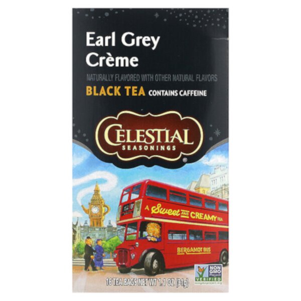 Чай черный Earl Grey Creme, 16 пакетиков, 31 г, без ГМО, кошерный, без глютена Celestial Seasonings