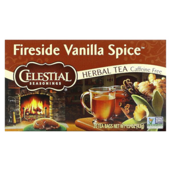 Herbal Tea, Fireside Vanilla Spice, Caffeine Free, 20 Tea Bags 1.5 oz (43 g) Celestial Seasonings