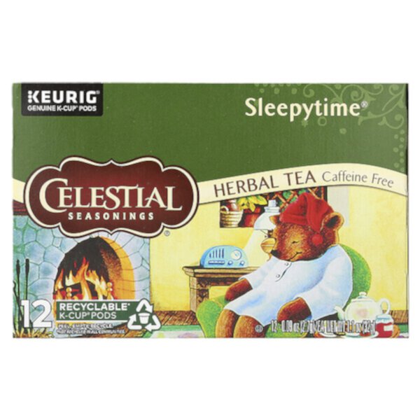 Травяной чай Sleepytime, без кофеина, 12 капсул K-Cup, 1,1 унции (32 г), кошерный, безглютеновый Celestial Seasonings