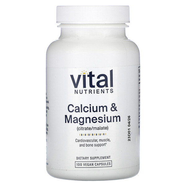 Кальций и магний, 100 веганских капсул Vital Nutrients