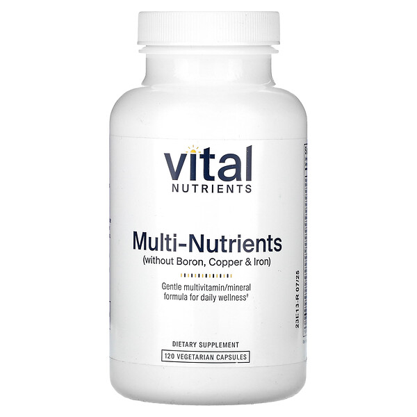 Мультипитательные вещества без бора, меди и железа, 120 вегетарианских капсул Vital Nutrients