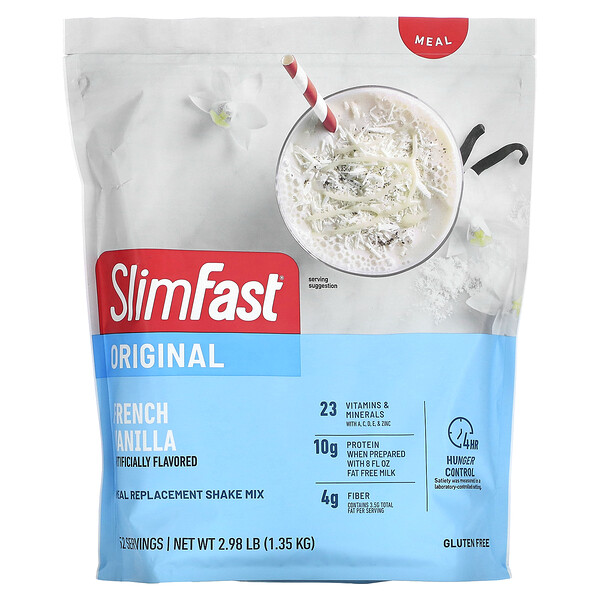Original, Смесь для коктейля-заменителя еды, французская ваниль, 1,35 кг (2,98 фунта) SlimFast