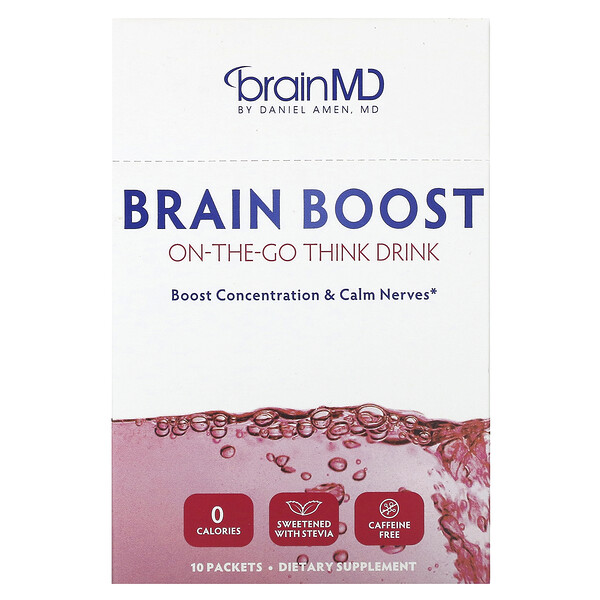 Brain Boost, Напиток для размышлений на ходу, без кофеина, 10 пакетов BrainMD