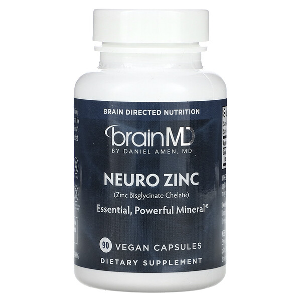 Neuro Zinc (хелат бисглицината цинка), 90 веганских капсул BrainMD