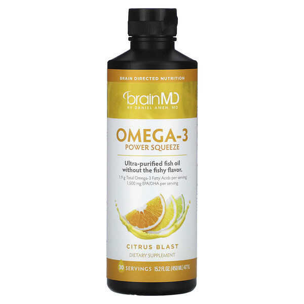Omega-3 Power Squeeze, Citrus Blast, 15,2 жидких унций (477 г) BrainMD