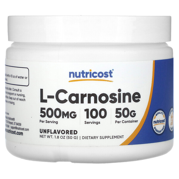 L-карнозин, без ароматизаторов, 1,8 унции (50 г) Nutricost