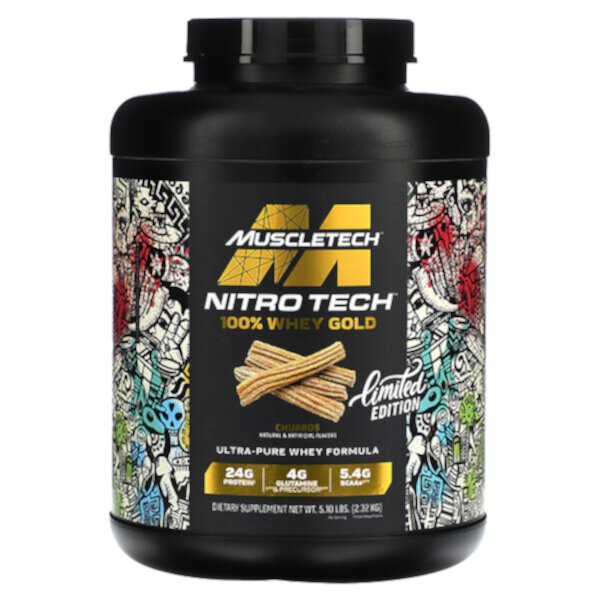 Nitro Tech, 100% Whey Gold, ограниченный выпуск, чуррос, 5,10 фунта (2,32 кг) Muscletech