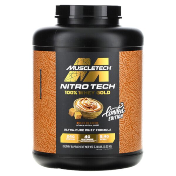 Nitro Tech, 100% Whey Gold, ограниченный выпуск, Дульсе де Лече, 5,14 фунта (2,33 кг) Muscletech