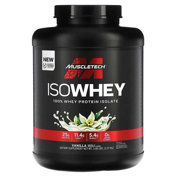 IsoWhey, 100% изолят сывороточного протеина, ваниль, 5 фунтов (2,27 кг) Muscletech