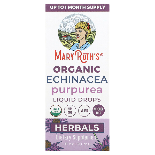 Органические жидкие капли эхинацеи пурпурной, без спирта, 1 жидкая унция (30 мл) MaryRuth's