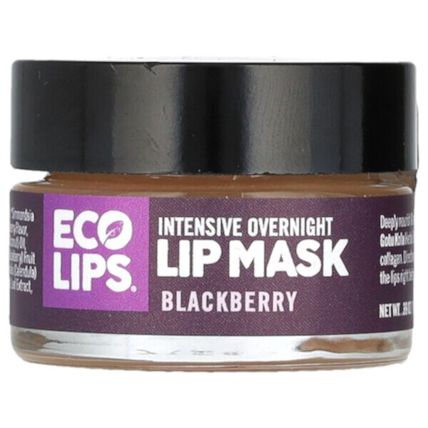 Интенсивная ночная косметическая маска для губ, ежевика, 0,39 унции (11 г) Eco Lips