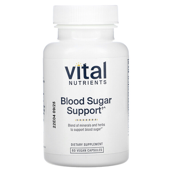 Поддержка уровня сахара в крови, 60 веганских капсул Vital Nutrients