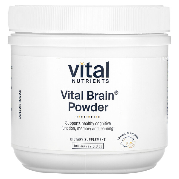 Vital Brain Powder, лимон, 6,3 унции (180 г) Vital Nutrients