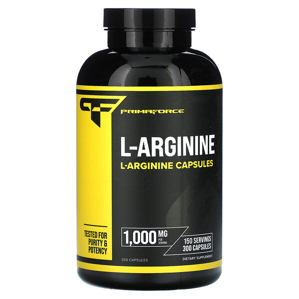 L-аргинин, 1000 мг, 300 капсул (500 мг на капсулу) Primaforce