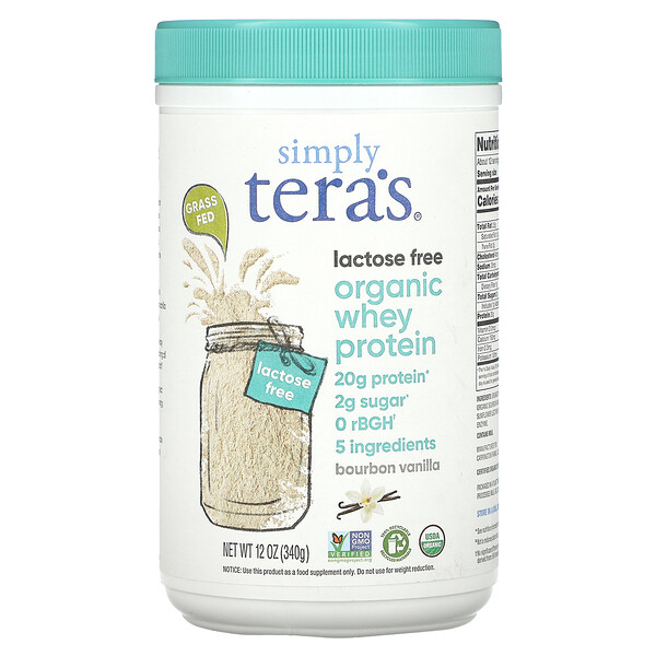 Органический сывороточный протеин, бурбонская ваниль, 12 унций (340 г) Simply Tera's