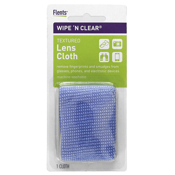 Wipe 'N Clear, Текстурированная ткань для линз, 1 шт. Flents