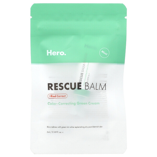 Rescue Balm + Red Correct, мини, 0,169 жидких унций (5 мл) Hero Cosmetics