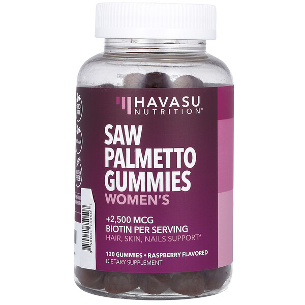 Женские жевательные конфеты Saw Palmetto, малина, 120 жевательных конфет Havasu Nutrition