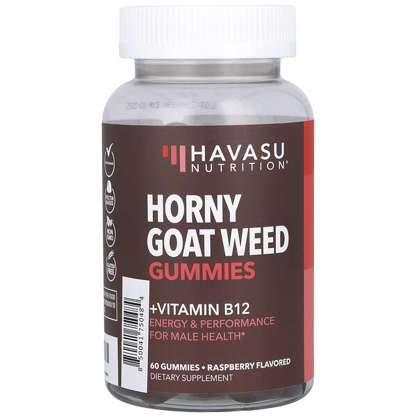 Жевательные конфеты Horny Goat Weed, малина, 60 жевательных конфет Havasu Nutrition