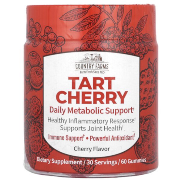 Tart Cherry, Ежедневная метаболическая поддержка, вишня, 60 жевательных конфет Country Farms