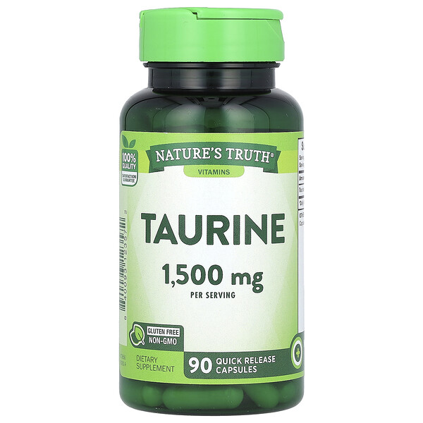 Витамины, Таурин, 1500 мг, 90 капсул быстрого высвобождения (500 мг на капсулу) Nature's Truth